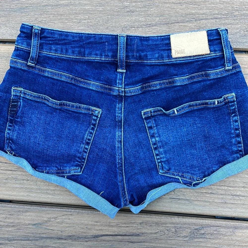 Paige Jimmy Jimmy Short Raw Hem Cuff Retro 2000s Denim Shorts Mid Rise Relaxed